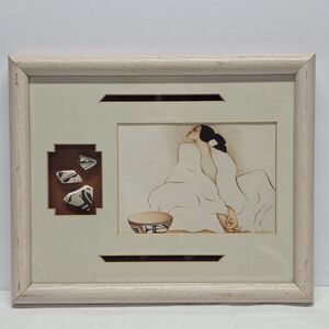 Vintage 80s RC Gorman Zia "The Pottery Keeper" Navajo Art Print w Pottery Shards
